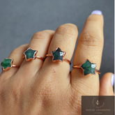 Natural Green Emerald Ring, Electroplate Ring, Minimalist Ring, May Birthstone Jewelry, Dainty Ring, Unique jewelry, Wedding Ring, Gift Idea